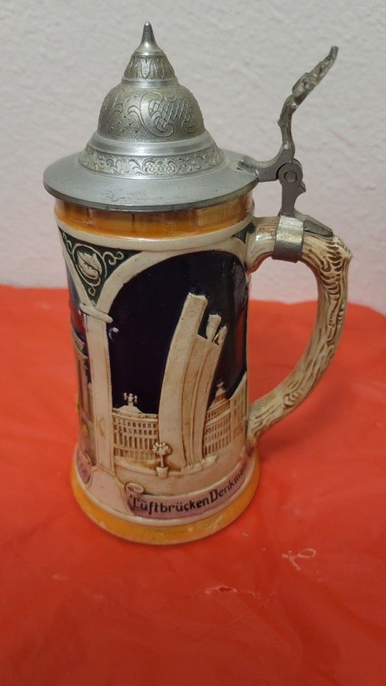 German Beer Stein Berlin Brandenburger Tor RM 4046 Made In Germany Pewter Top