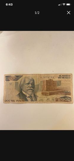 1989 Mexico Banknote 2000 Pesos  -Mexican Dos Mil Pesos Justo Sierra Bill