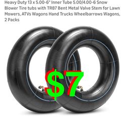 (2-Pack) 13 x 5.00-6" Inner Tube Snow Blower Tire tubs with TR87 Bent Metal Valve Stem for Lawn Mowers, ATVs Wagons Hand Trucks Wheelbarrows Wagons, 2