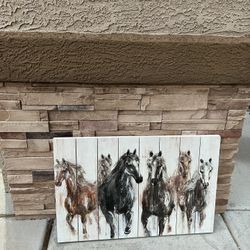 Horses Wood Painting