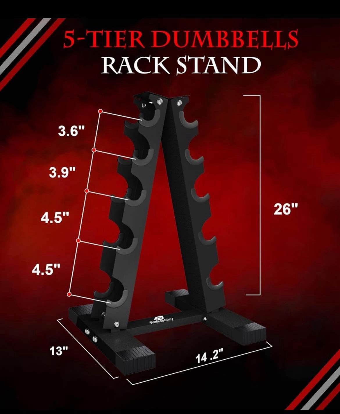 Dumbells Rack 1 Triangle type 5 Tier Capacity 300 lbs Brand New in Box 45$