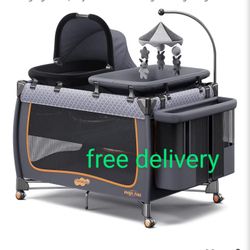 NEW IN BOX 🎁 foldable baby bassinet crib pack and play bedside sleeper with mobile, changing table, portable baby bassinet  Nueva cuna de noche moise