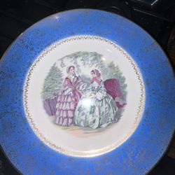 Blue and 23k Gold trimmed China Set 