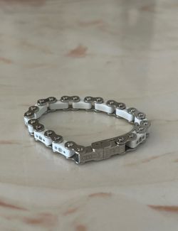 IceLink Stainless Steel Link Bracelet Unisex Silver Tone