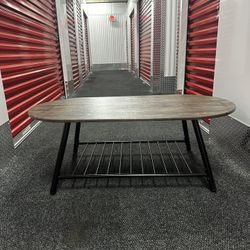 Modern Coffee Table – Wood Top w/ Metal Shelf