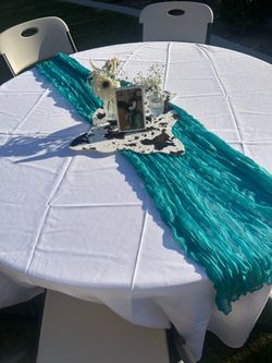 5 Turquoise Cloth Table Runners –