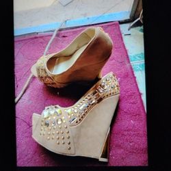 A Super Sexy Tan Platforms W/ Gems 