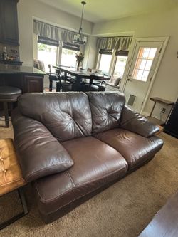 Leather sofa and loveseat