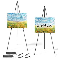 Easel Stands, 63” Inches, Collapsible Easel Stands, For Painting, Canvas, Wedding Sign, Decorations, Sings, 2 Pack