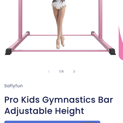Pink Gymnastics kids bar, gymnastics bar for kids, workout gear for kids, pull up bar for kids, pink gymnastics gear