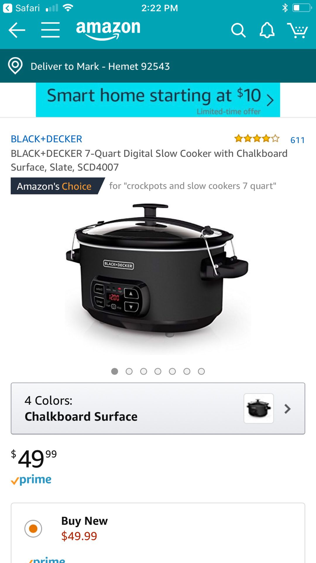 BLACK+DECKER 7-Quart Digital Slow Cooker with Chalkboard Surface