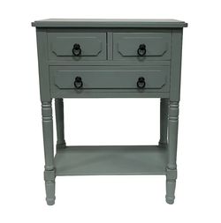 Sage Green 3-Drawer Console Table with Shelf