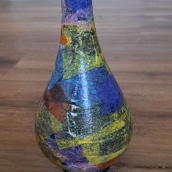 Vintage*Hand Blown Glass Wine Bottle*Blue Multi Color Pre-Owned Great Condition