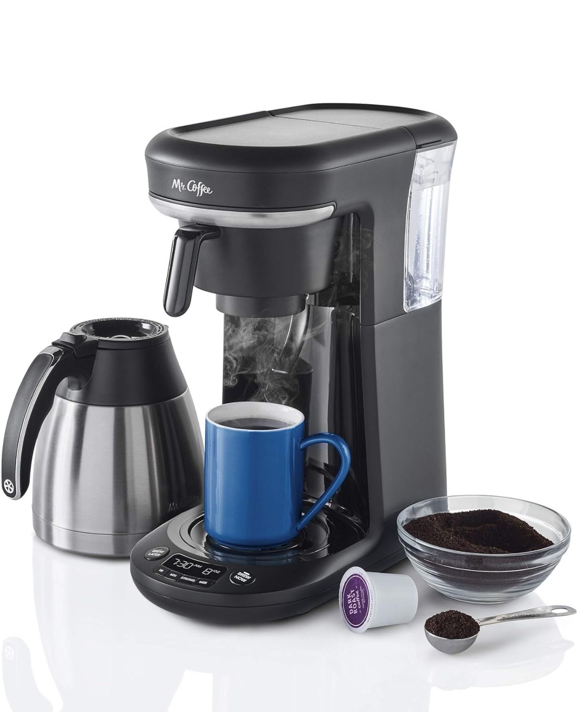 Mr. Coffee Coffee Maker, Programmable Coffee Machine for Single Serve or Carafe Coffee, 10 Cups, Black