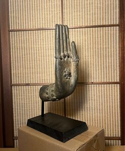 Old Antique Asian Gandhara Style Thai Bronze Hand Sculpture