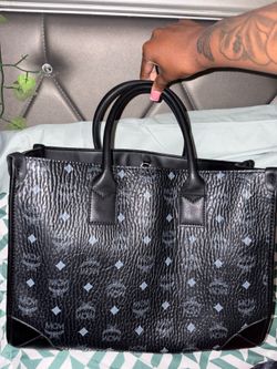 MCM Style Black Monogram Tote Bag Satchel Handbag Large