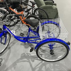 M-New Adult Tricycle, 24/26 inch 1/7 Speed Cruiser Trike, 3 Wheel Bikes with Large Basket for Seniors, Women, Men, Adult Trikes for Shopping Picnic Ou