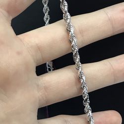 White Gold Rope Bracelet 14K Solid New