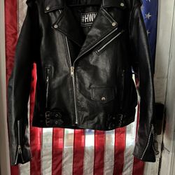 Leather motorcycle jacket, Large 