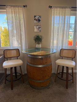 Wine barrel bistro set