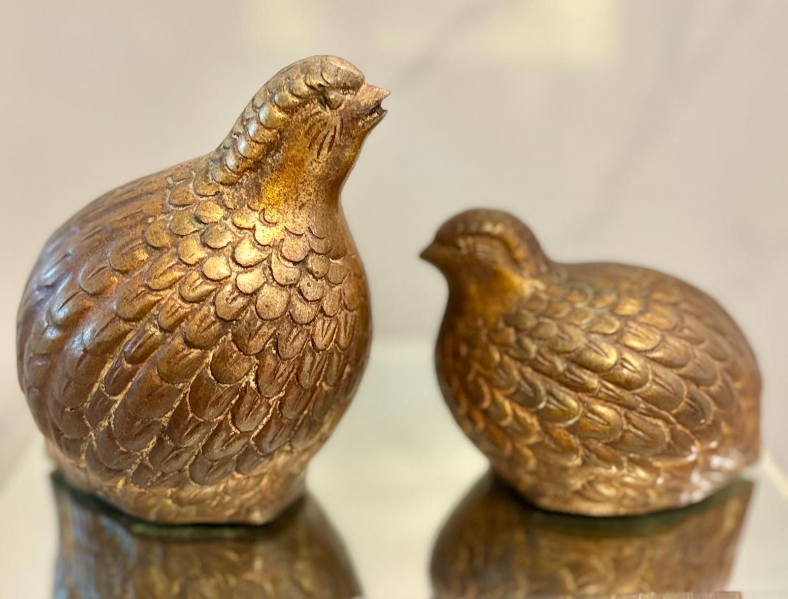 Cast bronze statue set of pheasants. Solid and heavy.