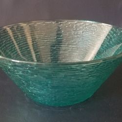 Vintage Blue Glass Sald Or Fruit Bowl 1960's
