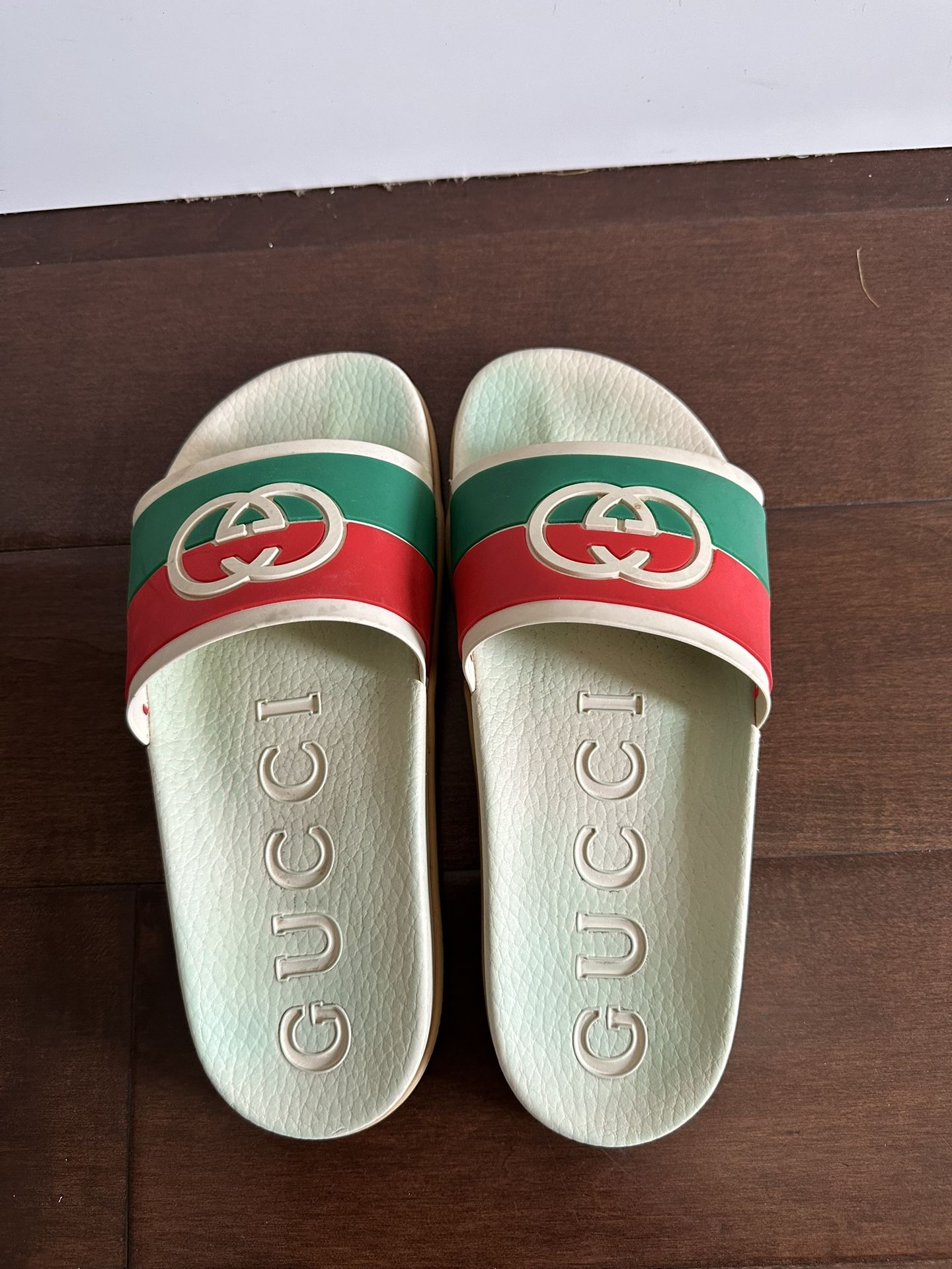 Gucci Rubber Web Interlocking G Slide Sandals rare EUR 38/US 8