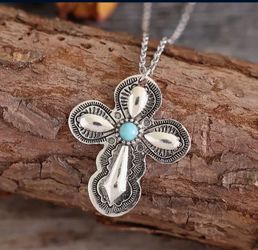 CROSS WITH TURQUOISE CENTER 