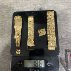 14K Bracelets & Watch  186 Grams