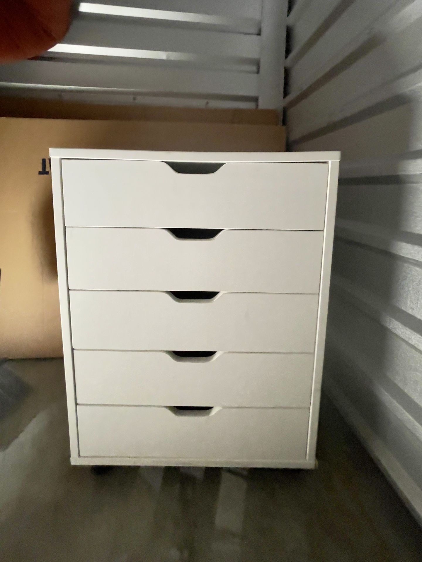 5 Drawer White Rolling Cabinet 