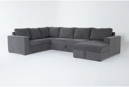 Pending sale - Free until 5/20! Living Spaces Sectional w/ pull-out Bed and Storage