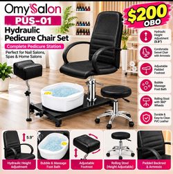 OmySalon PUS-01 Hydraulic Pedicure Chair Set – New