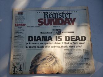 August 31, 1997 DIANA DEATH FRONT PAGE PAPER