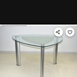 High-Top Table with Glass Top and Metal Legs