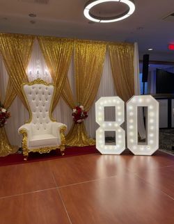 Throne Chair And Set Of Numbers Marquees 