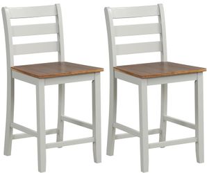 24” Wooden Counter Height Chairs Set of 2 with Ladder back Support