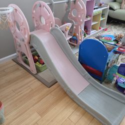 <Streamwood>Slide Swing Set Pink & Grey 