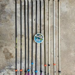 Lot of 11 Bowfishing Arrows - Muzzy and AMS + 25 Yards of AMS Bowfishing Line