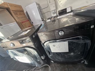 LG Black Steel Front-Load Dryer and front load washer