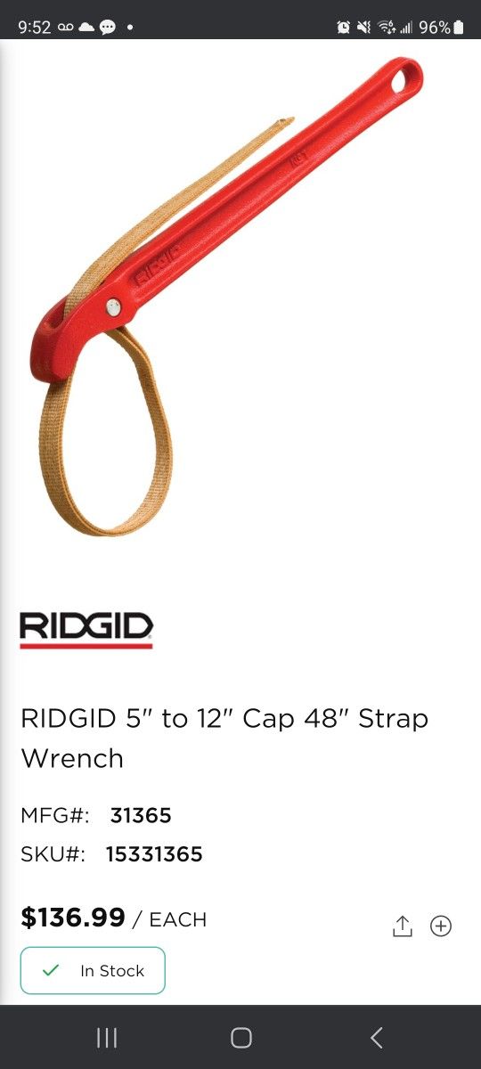 Rigid Strap Wrench