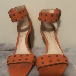 Jessica Simpson's Orange studded Heals
