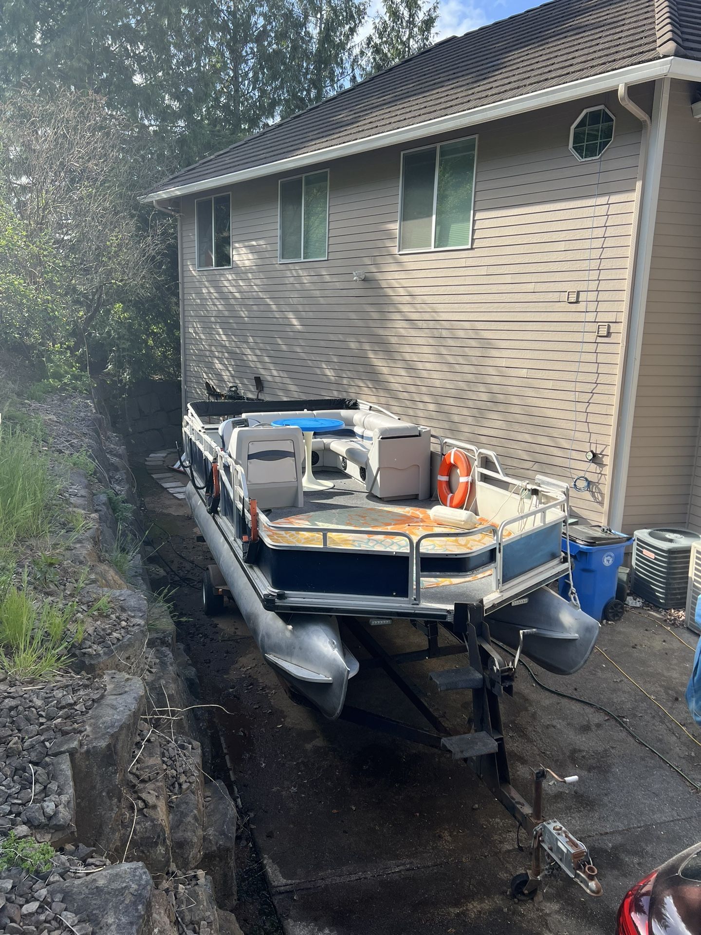 Pontoon with almost brand new 90 Hp Honda motor that cost almost 11K still under warranty 