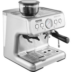 976#Espresso Machine with Grinder, 15 Bar Semi-Automatic Espresso Coffee Maker with Milk Frother Steam Wand, Removable Water Tank & Pressure Gauge for