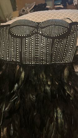 Strapless Dress With Feathered Skirt Size XL