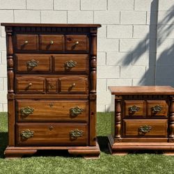 Wooden Dresser W/Nightstand