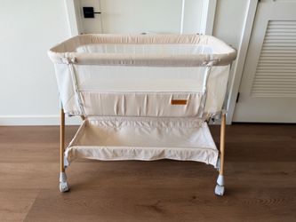 Kingobabys 3-in-1 Bedside Bassinet - Beige, Adjustable Height, w/ Extra Sheets