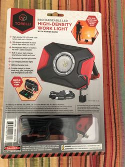 Torelli Rechargeable Led High Density Work Light With built in Power Bank 1200 Lumen $25