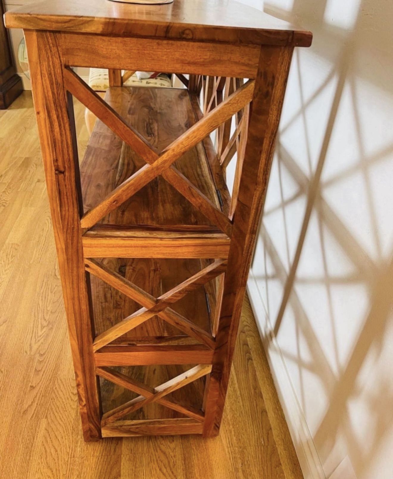 Rectangle Wood Console With Shelves- H 35.5. L. 41' W 14' $ 140.00