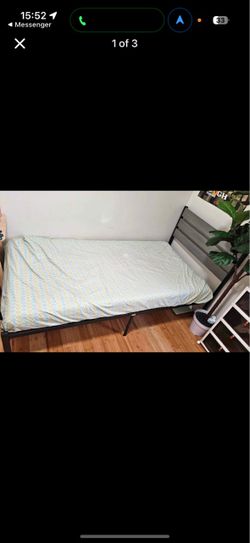 Twin sized bed frame and mattress set