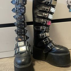 black platform demonia boots 